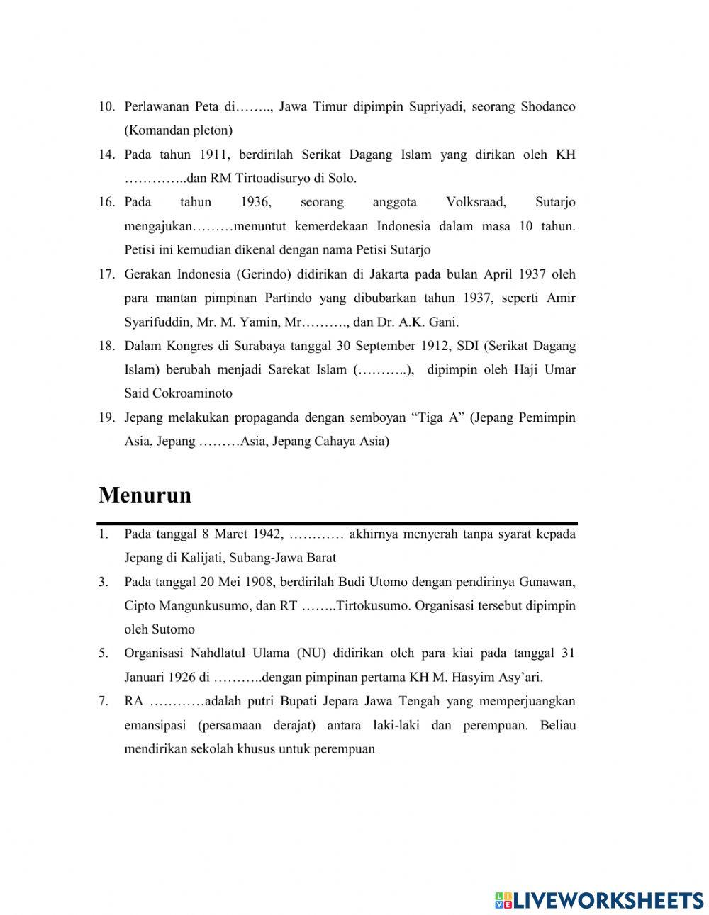 Crossword IPS Bagian Random Ke 79 worksheet Live Worksheets