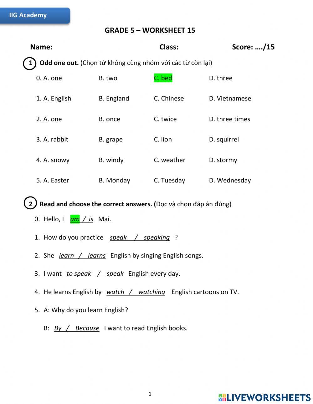 IIG-Grade 5-Worksheet 15