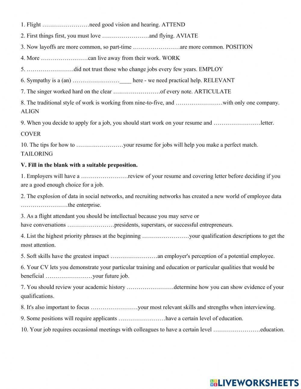 Unit 8. THE WORLD OF WORK