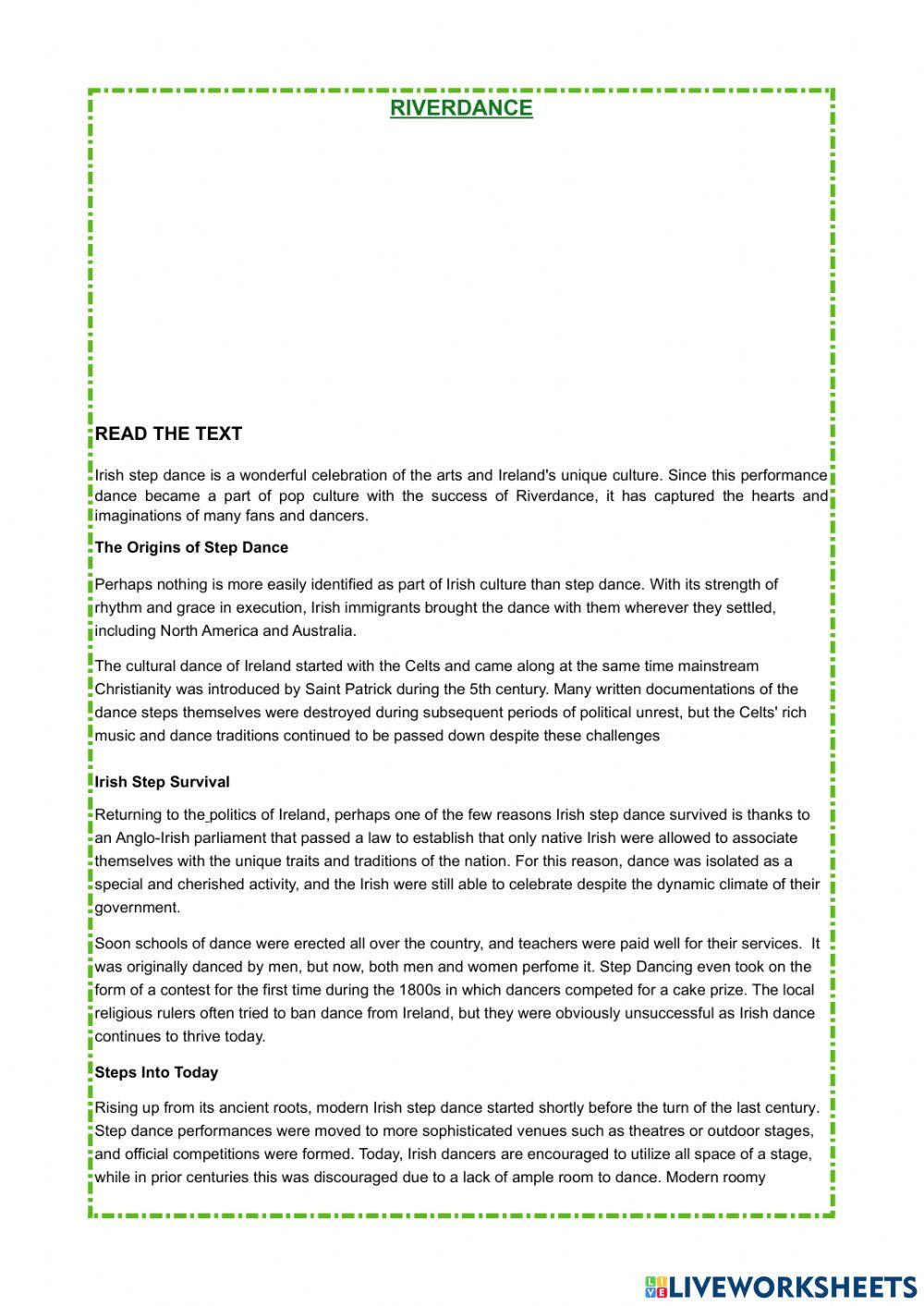 About irish traditional dance