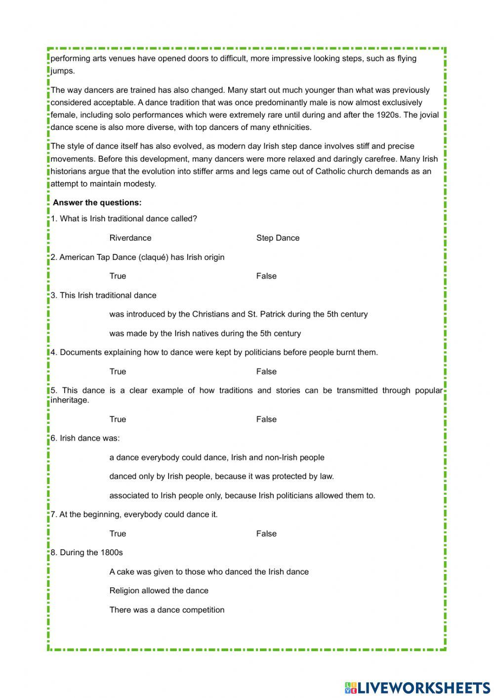 About irish traditional dance