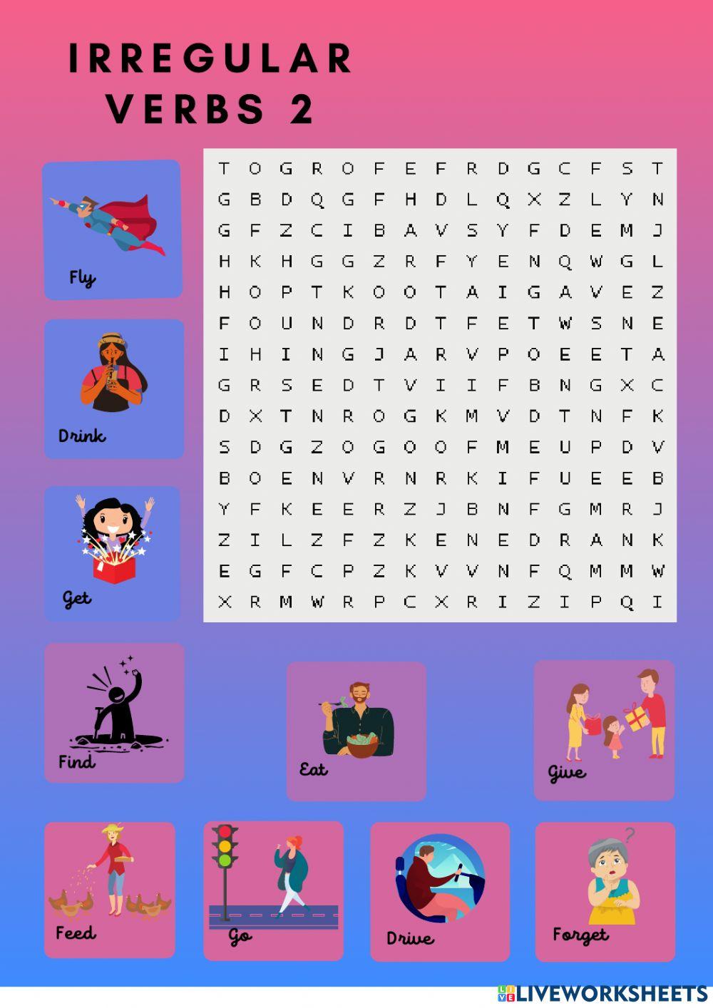 Irregular verbs 2 Wordsearch