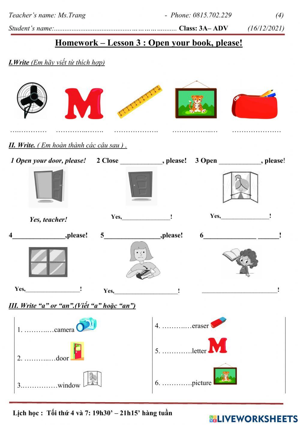 3A-Lesson 3- Open your book,please
