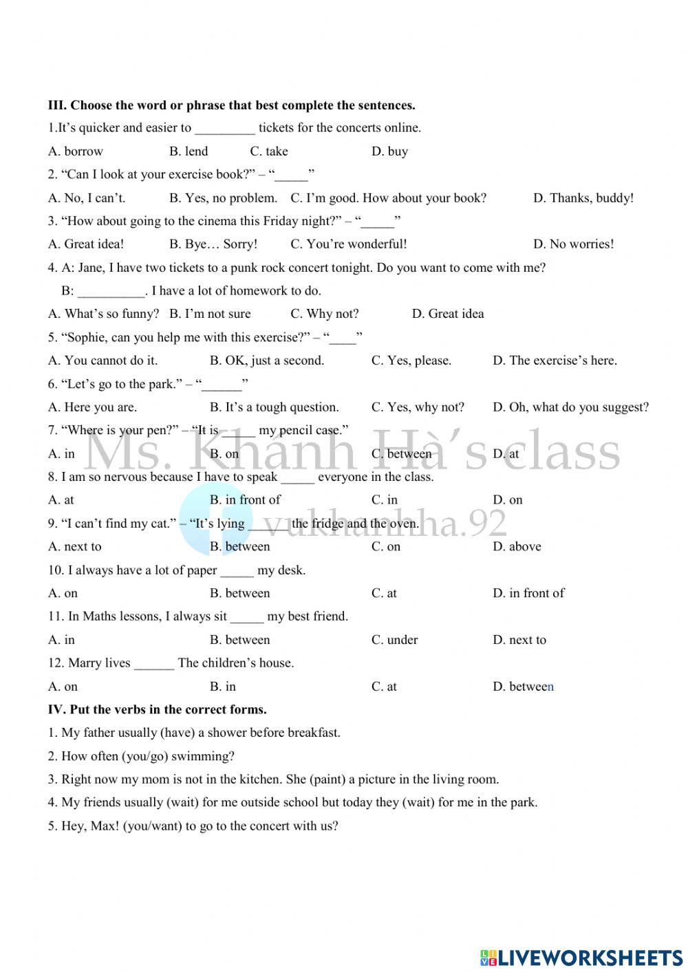 Grade 6 - First term Test 4