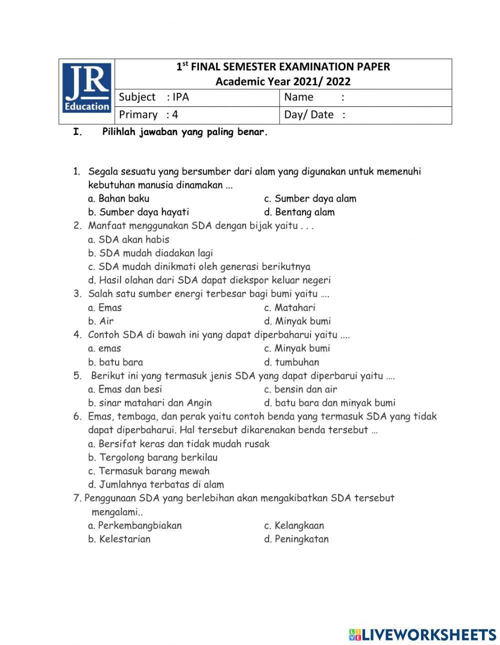 1st Final semester IPA P4