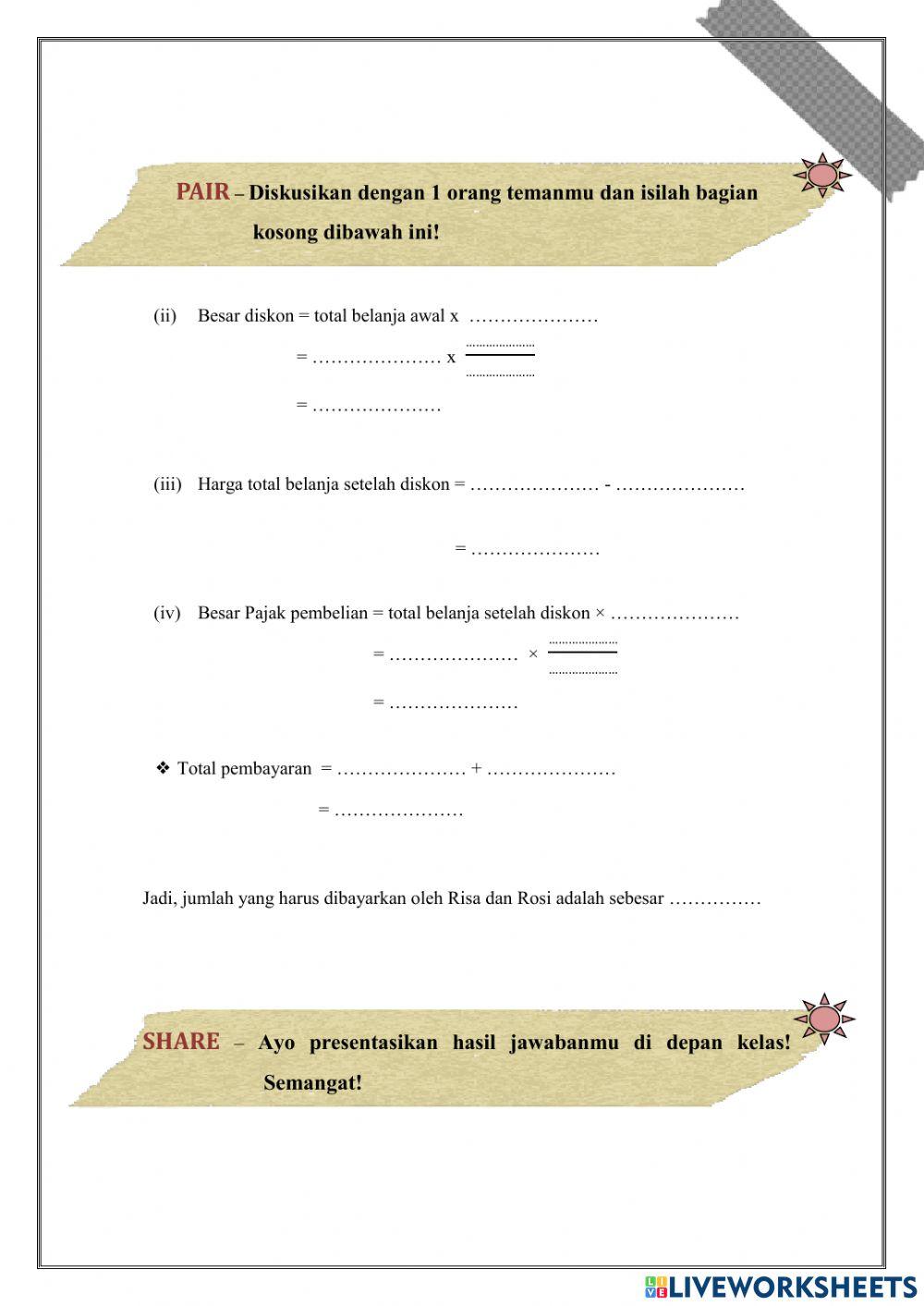 E-LKPD 3 ARITMETIKA SOSIAL (DISKON DAN PAJAK)