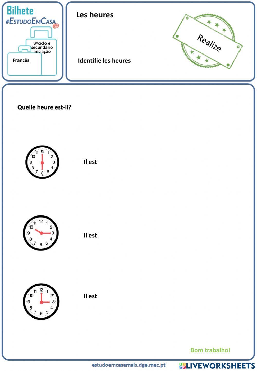 Les heures - exercices