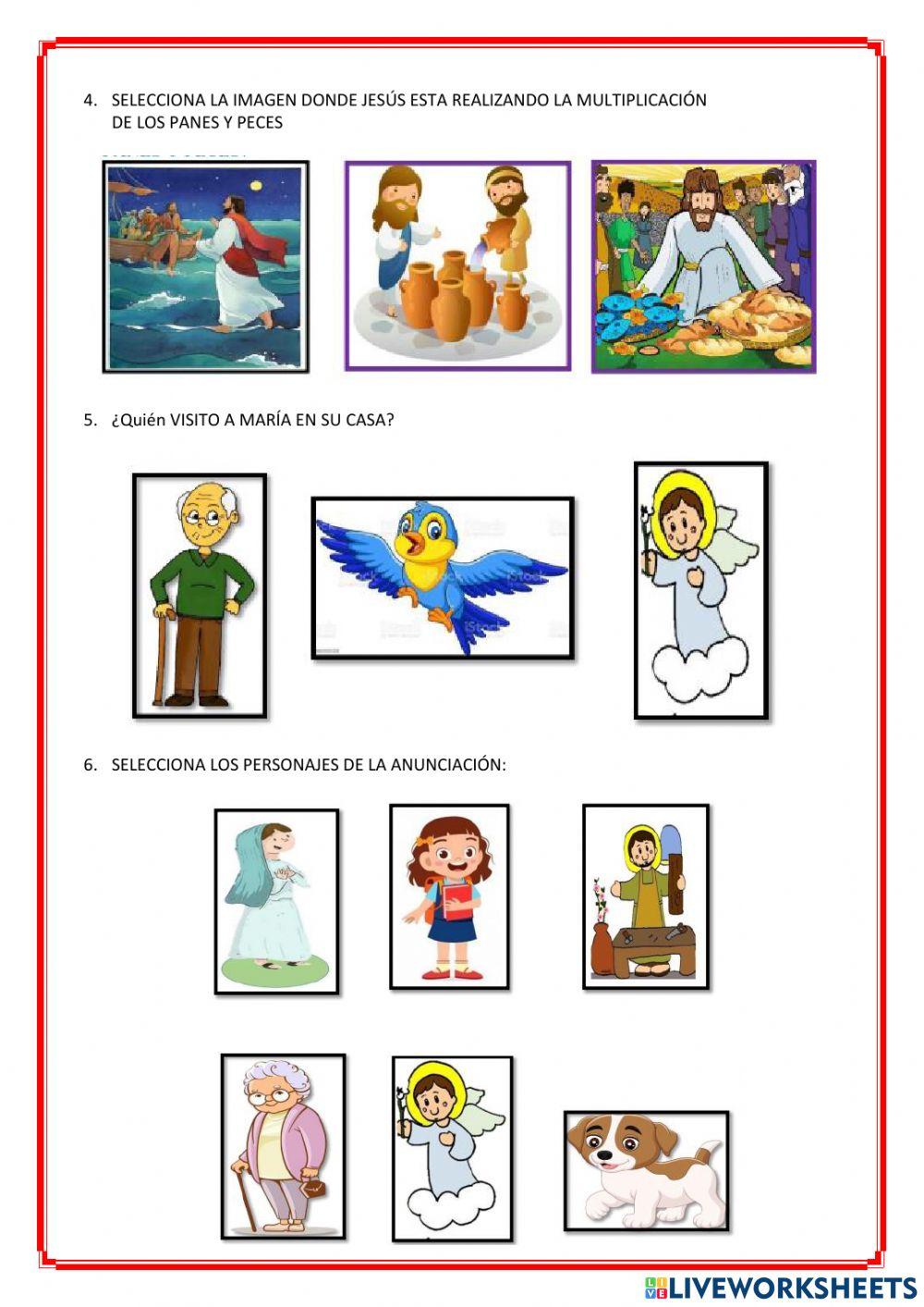 Examen de religion 5 años