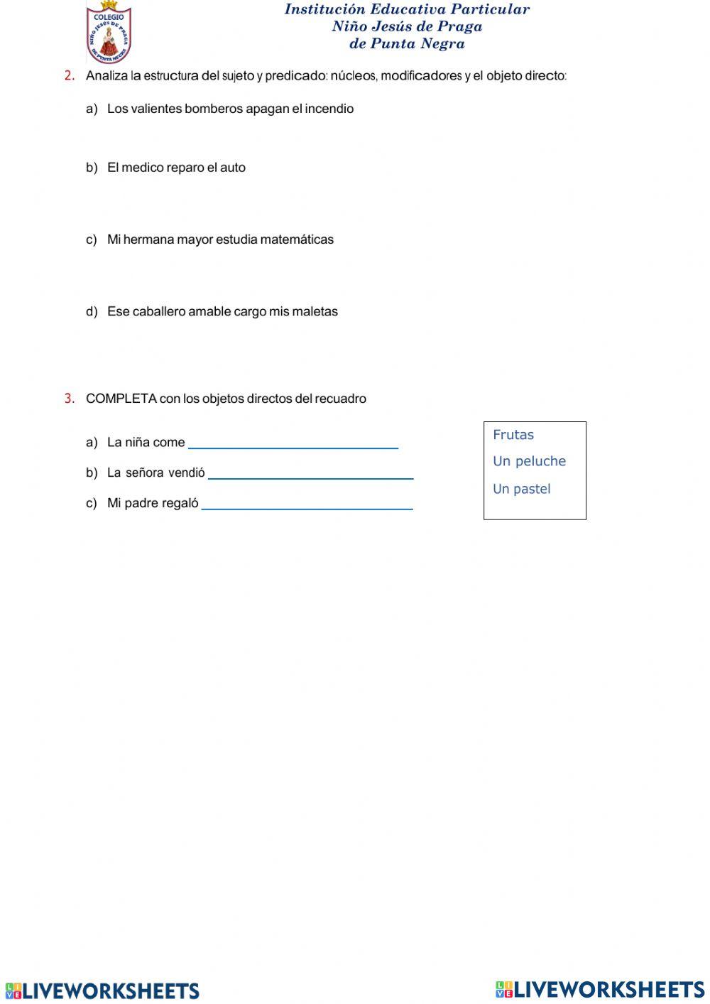 Estructura de la oracion y verbos copulativos