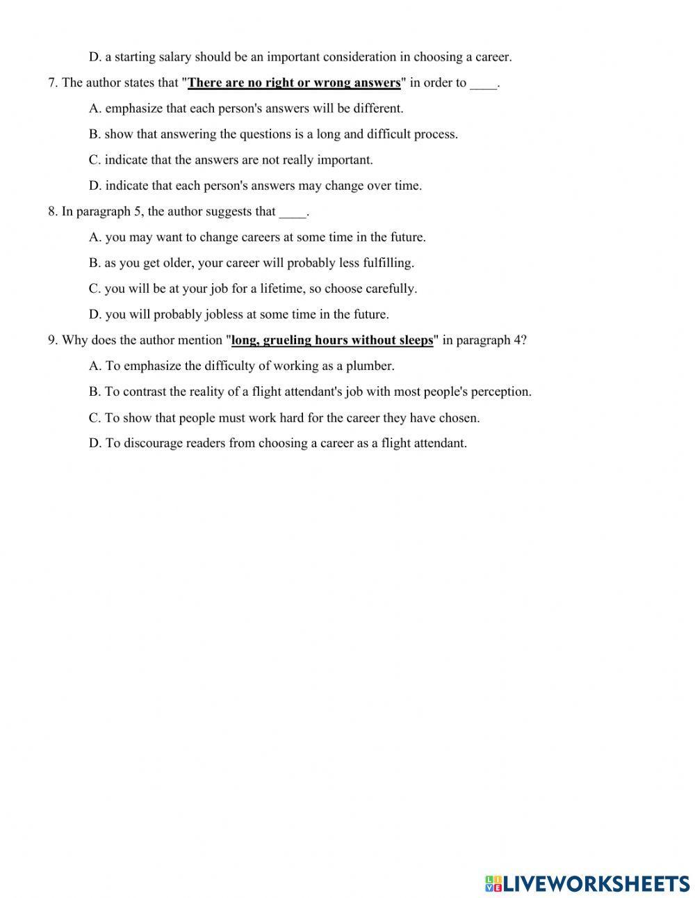 Unit 9. CHOOSING A CAREER  PART 3: READING