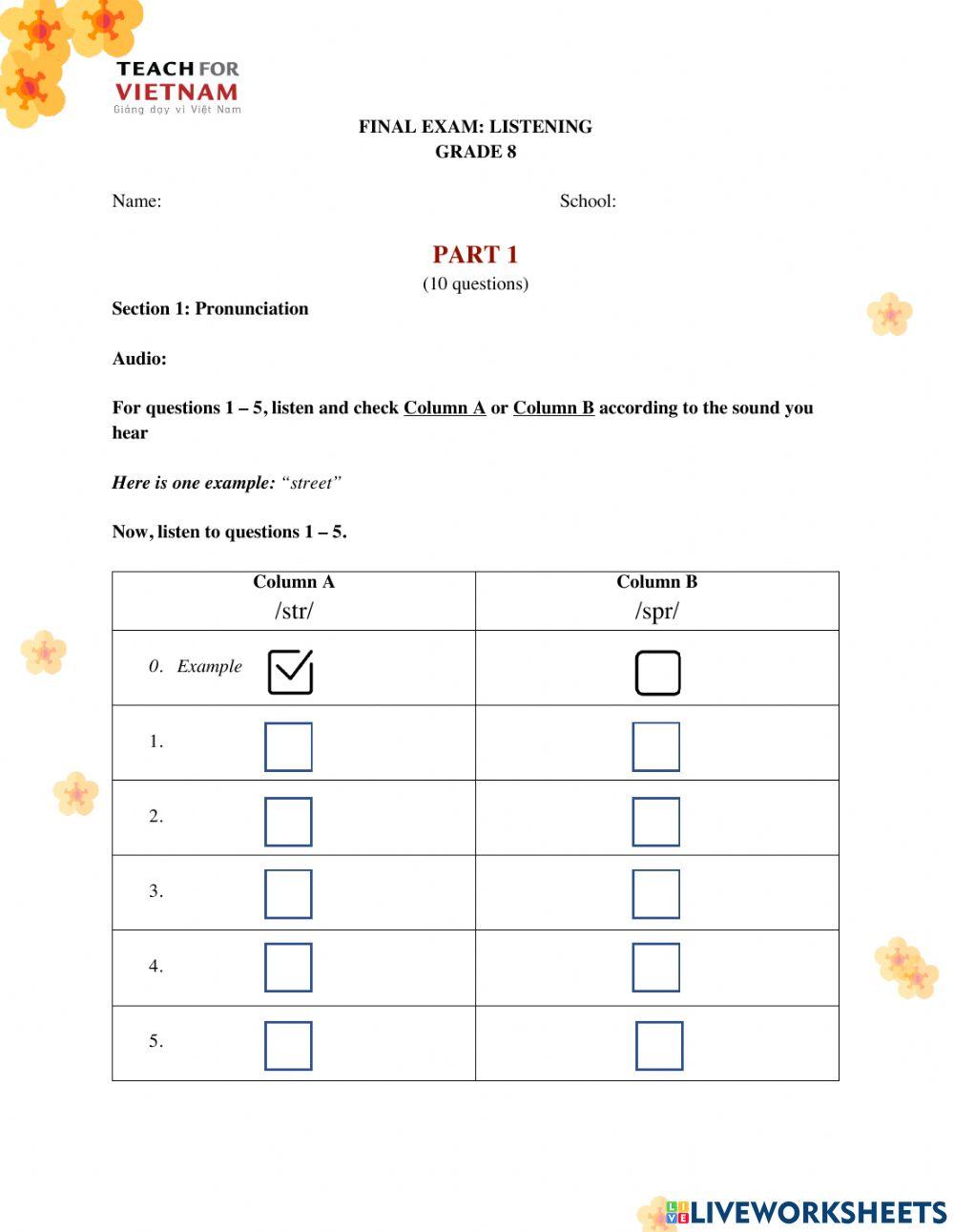 Lop 8-Listening-Final
