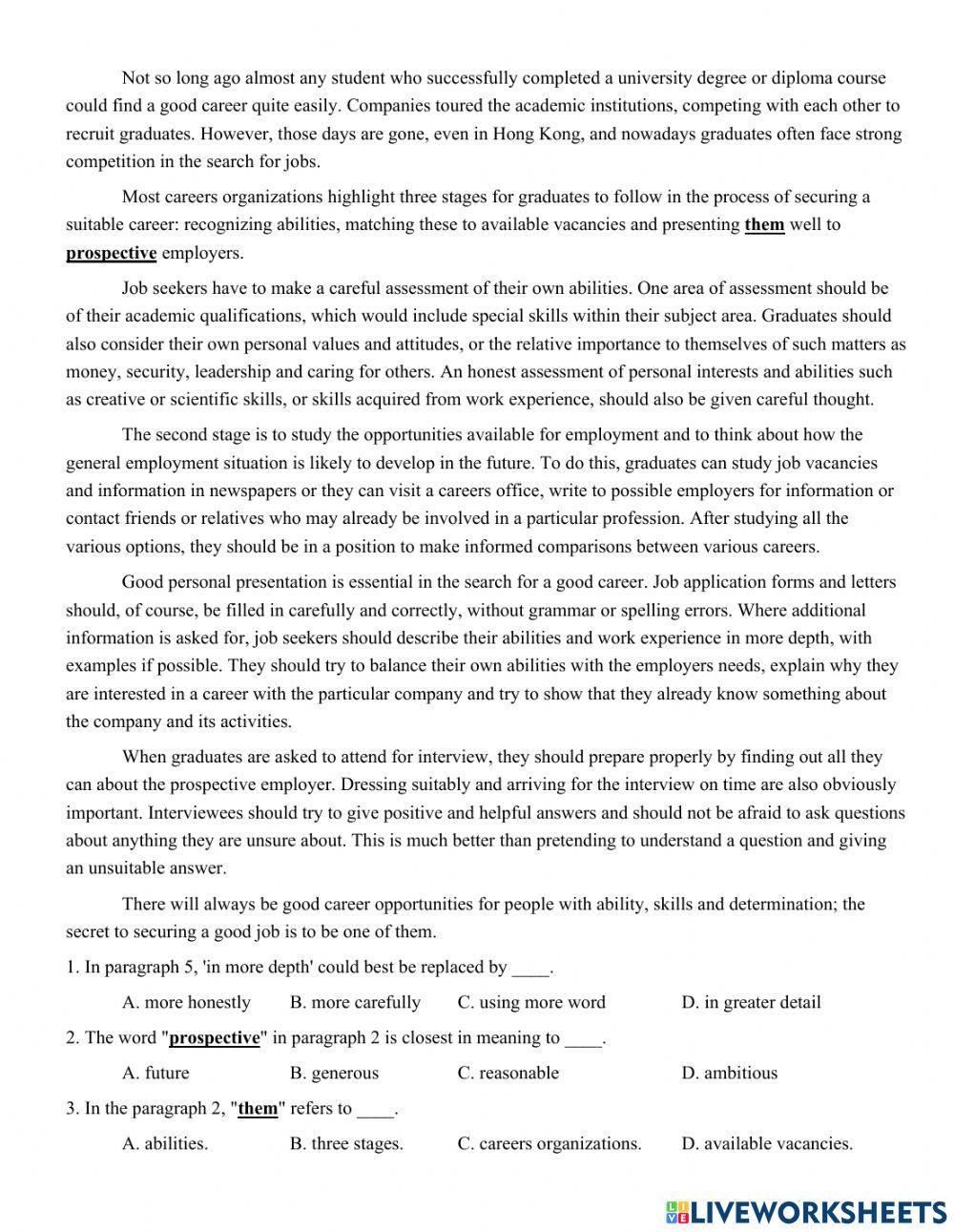 Unit 9. CHOOSING A CAREER  TEST YOURSELF