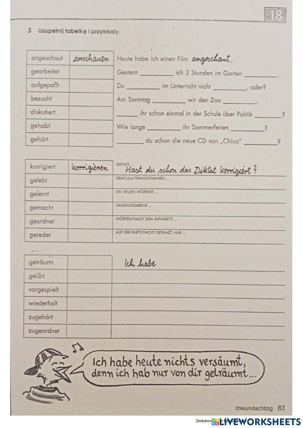 Perfekt reguläre Verben