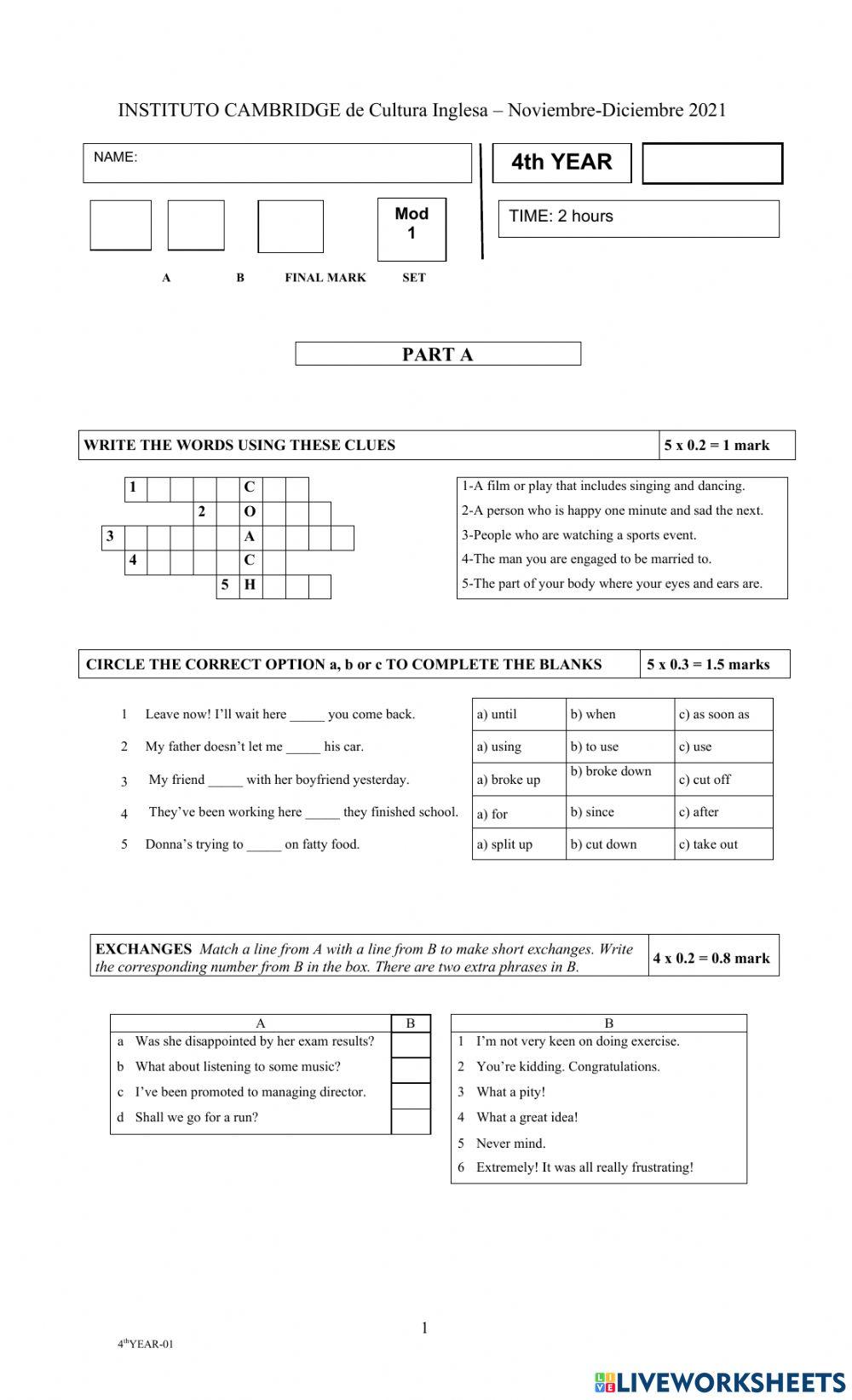 4th year final exam 2021