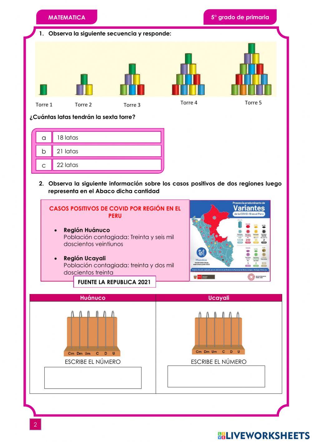 Evaluacion 5to grado 2021
