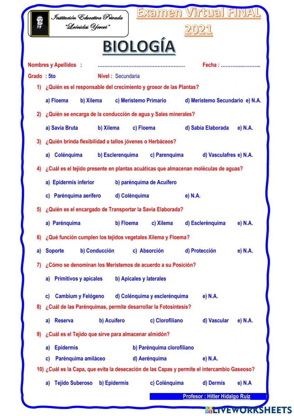 Biología 5to secundaria