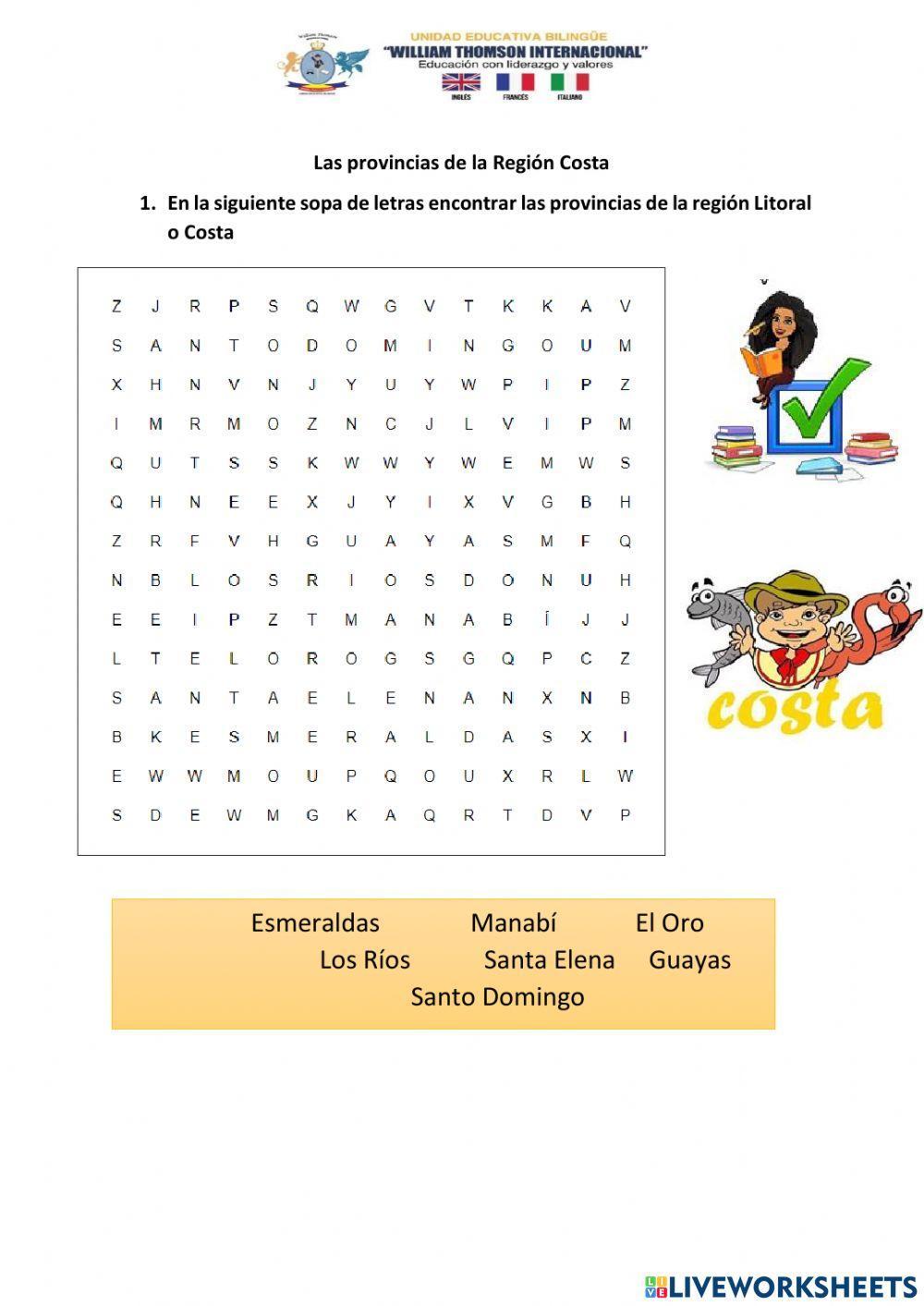 Las provincias de la Costa ecuatoriana