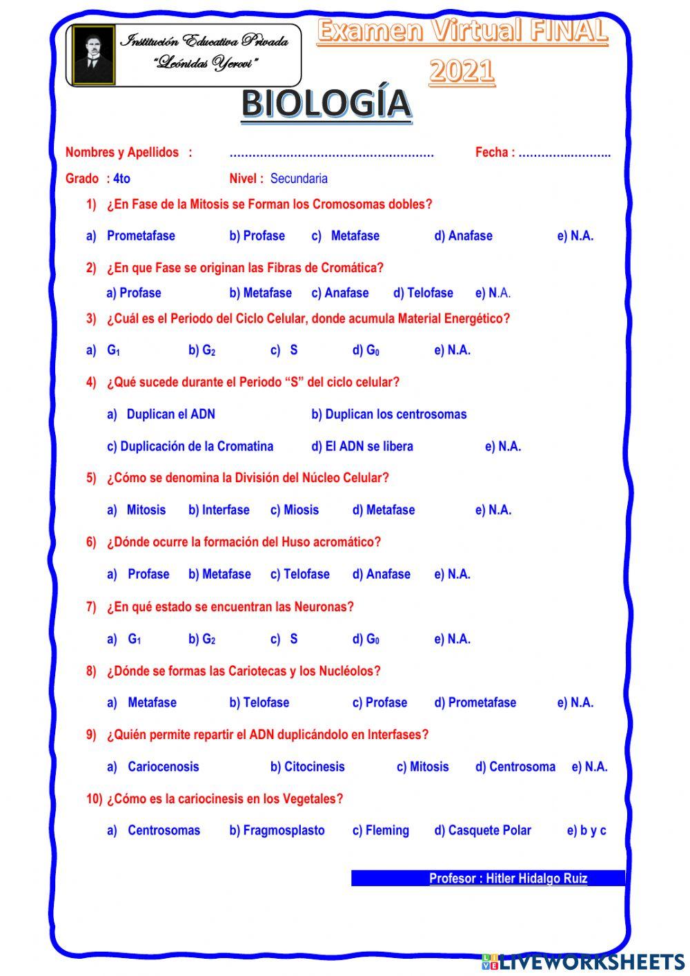 Biología 4to secundaria