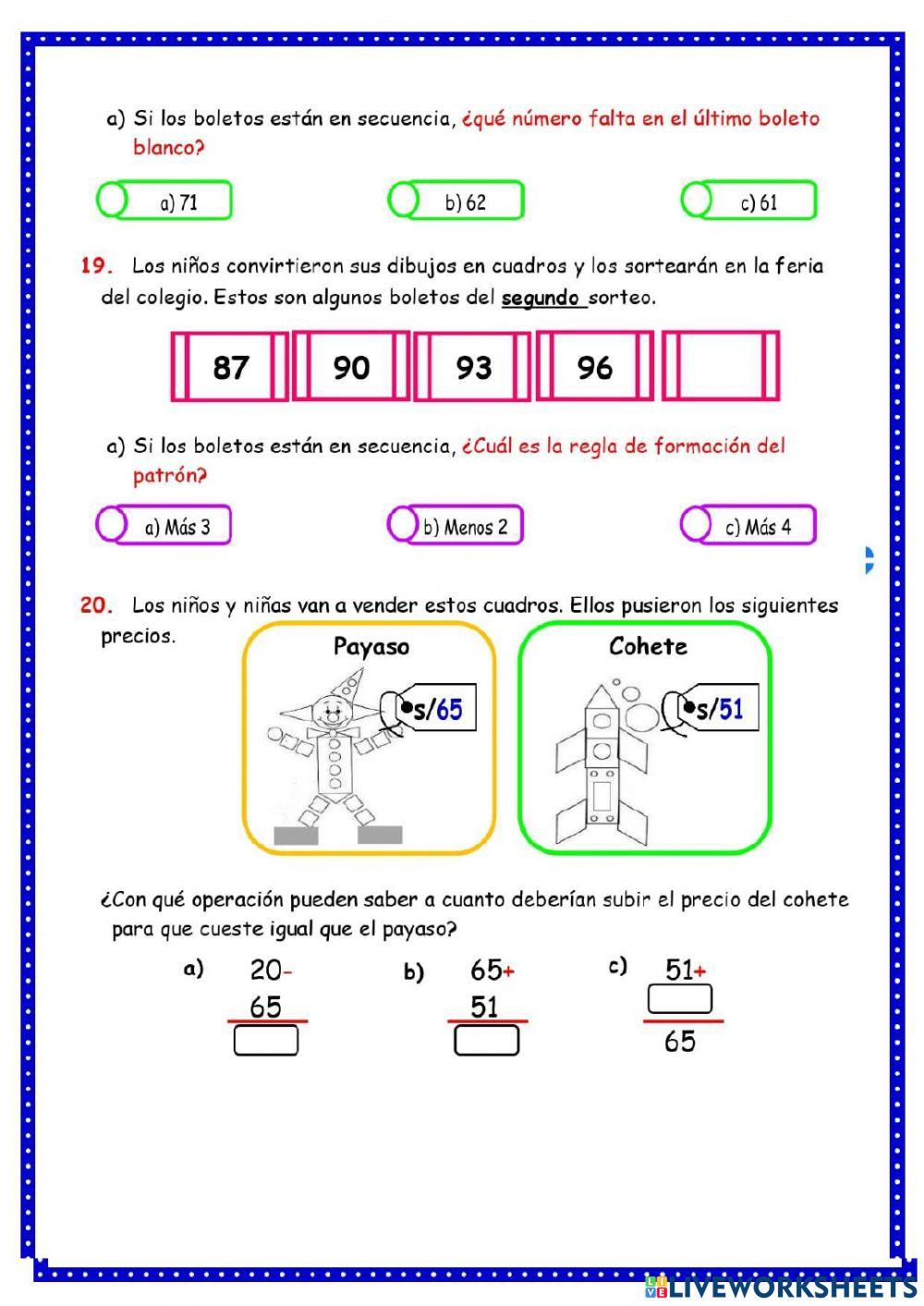 Evaluación de matemática