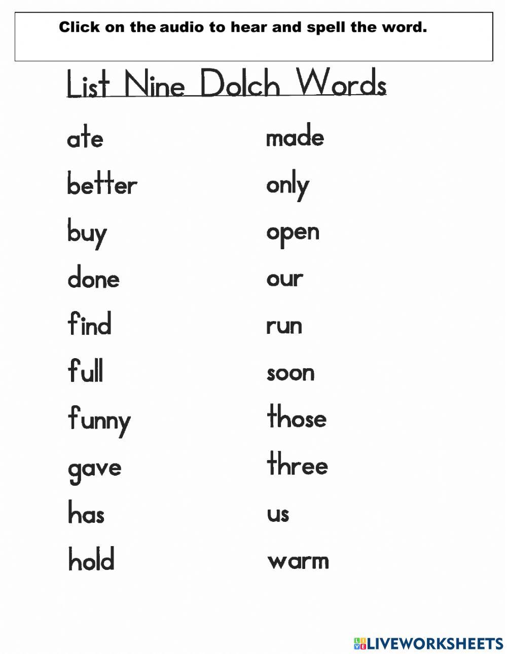 Spelling list