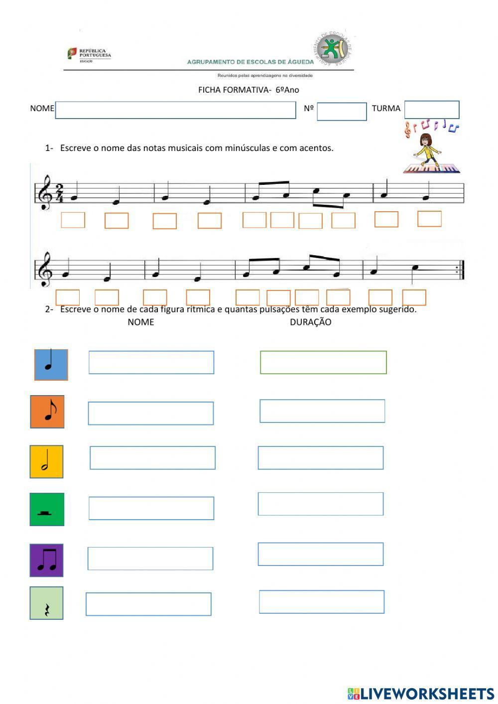 Notação Musical worksheet