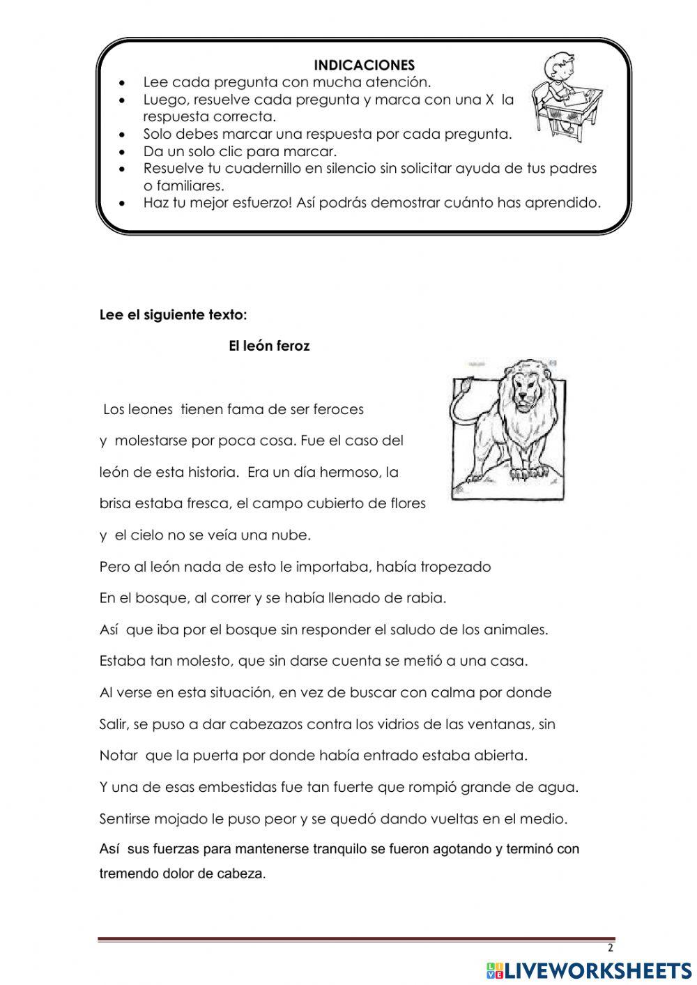 Evaluacion de comprension lectora