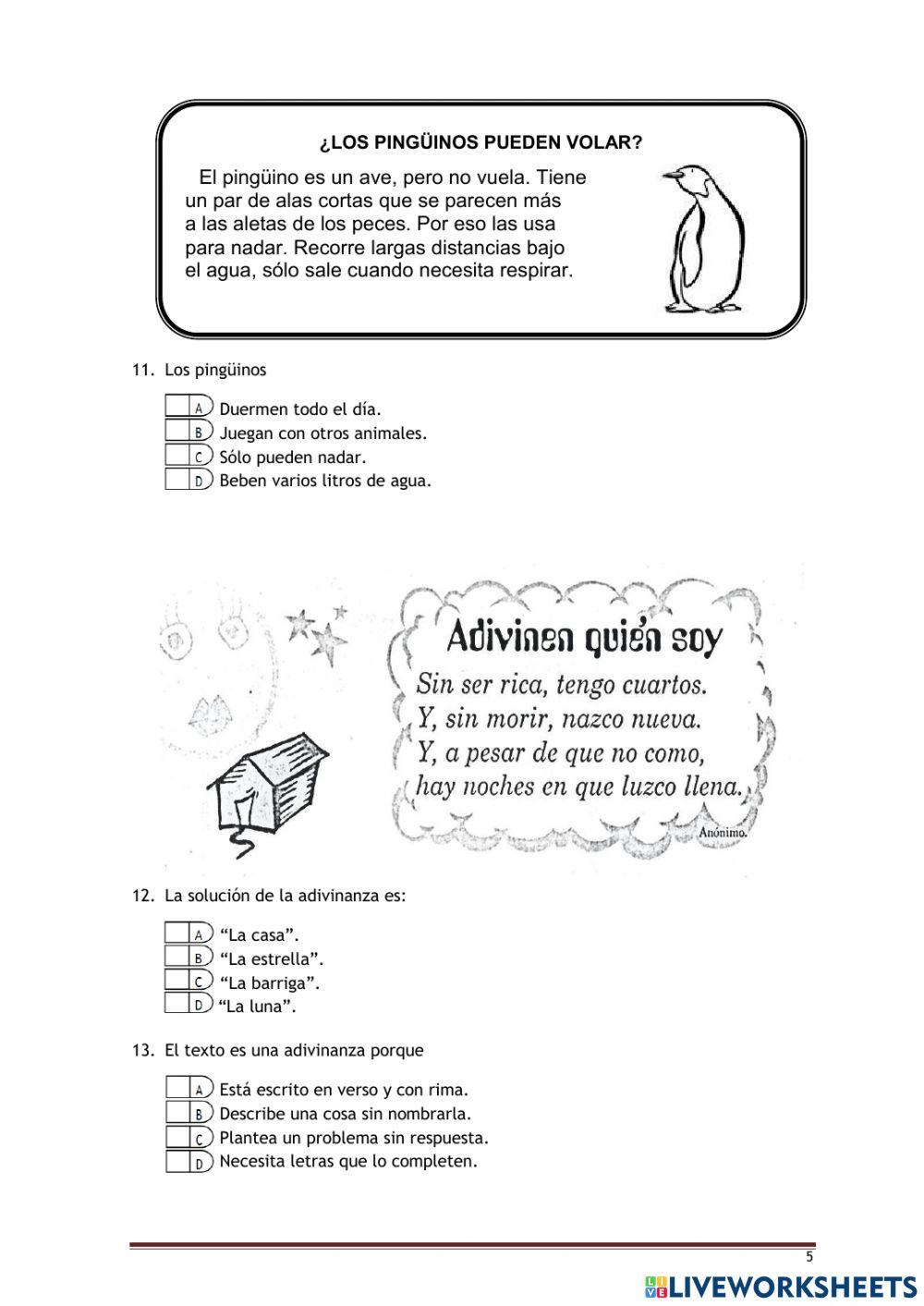 Evaluacion de comprension lectora