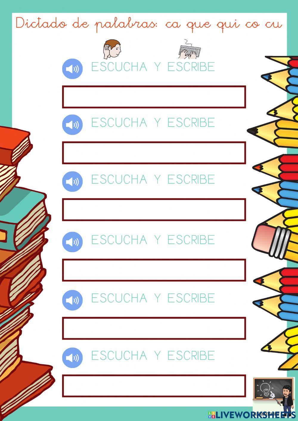 Dictado de palabras ca que qui co cu