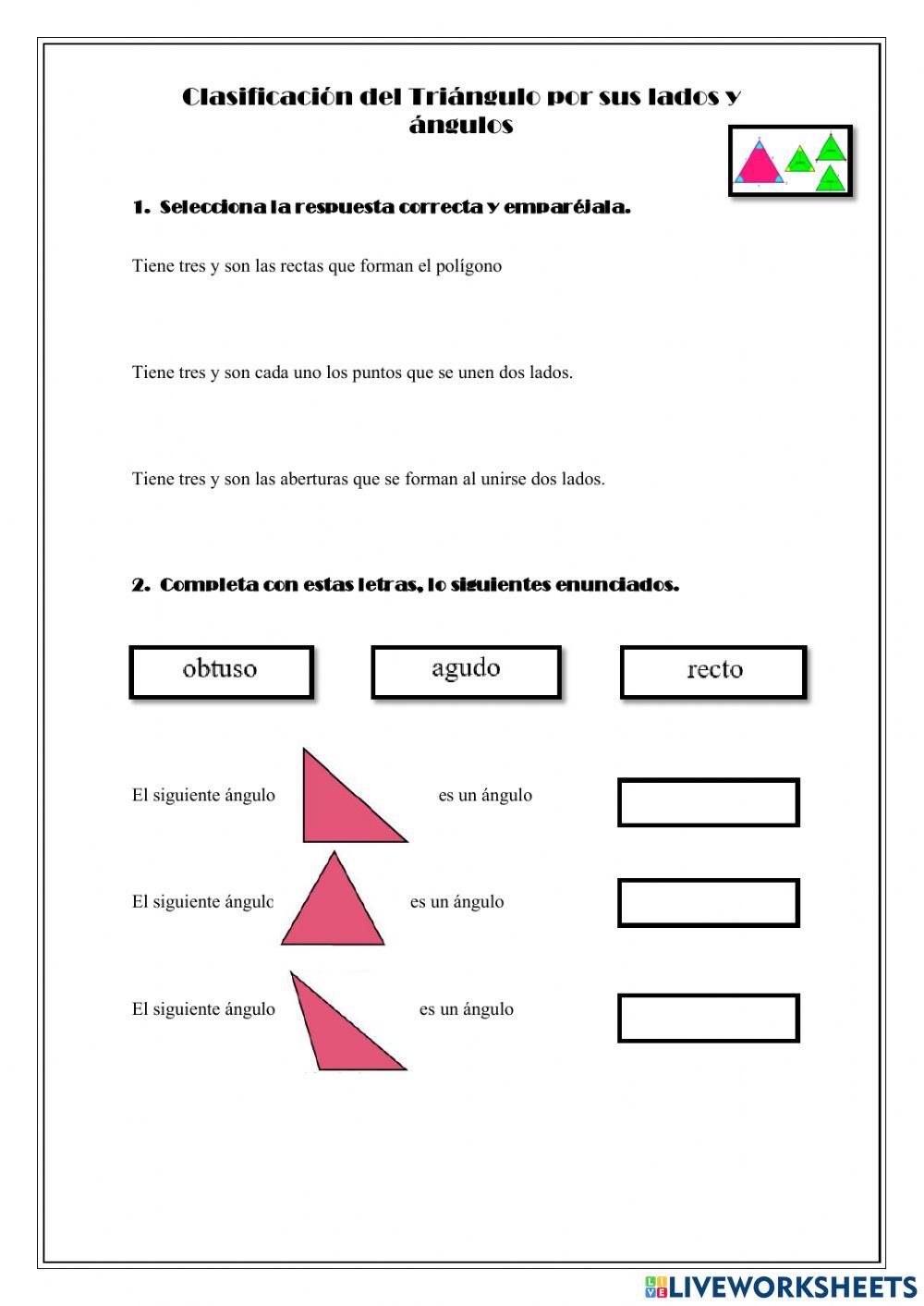 Clasificación del triangulo por sus lados y ángulos