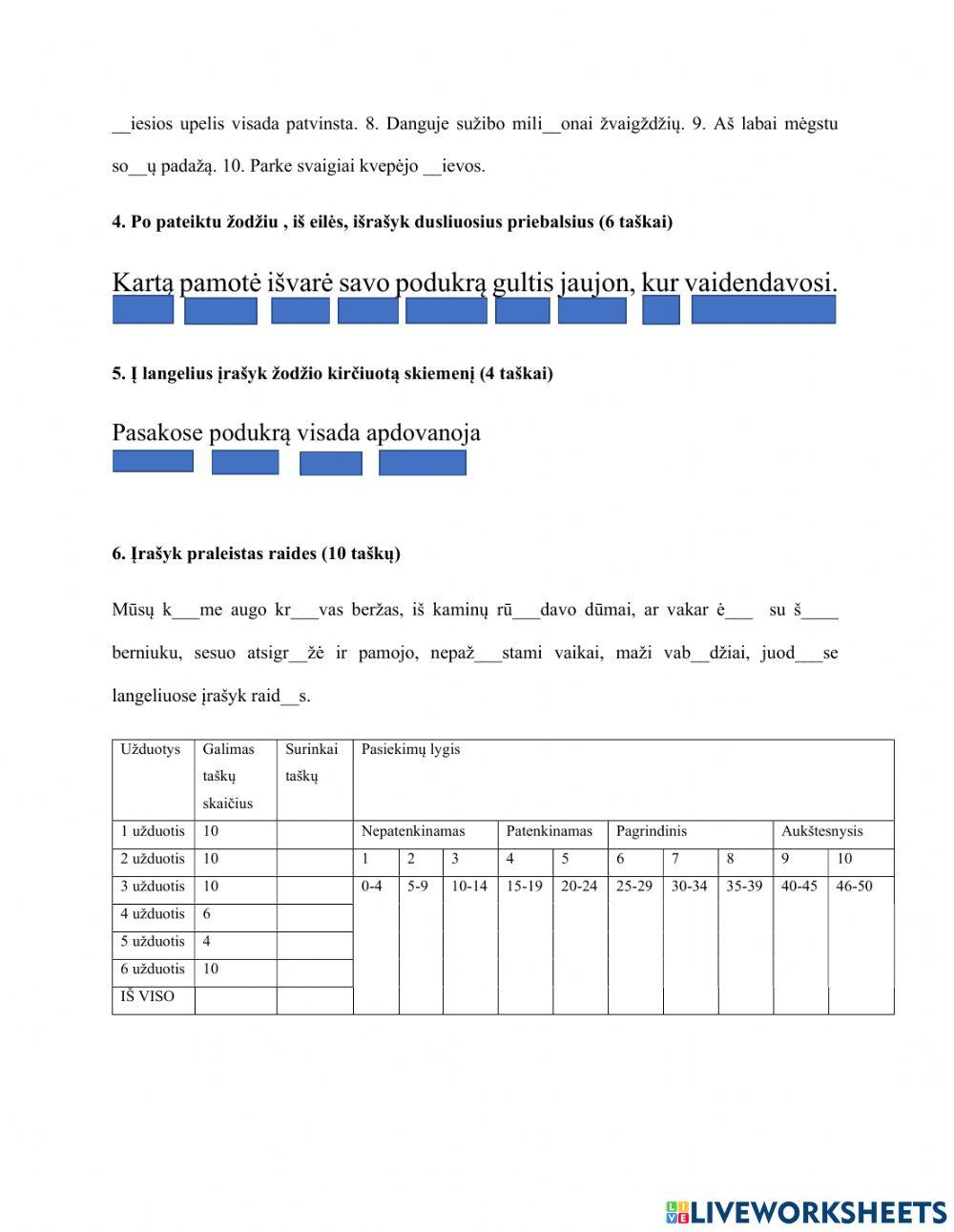 5 kl.fonetikos skyriaus kontrolinis