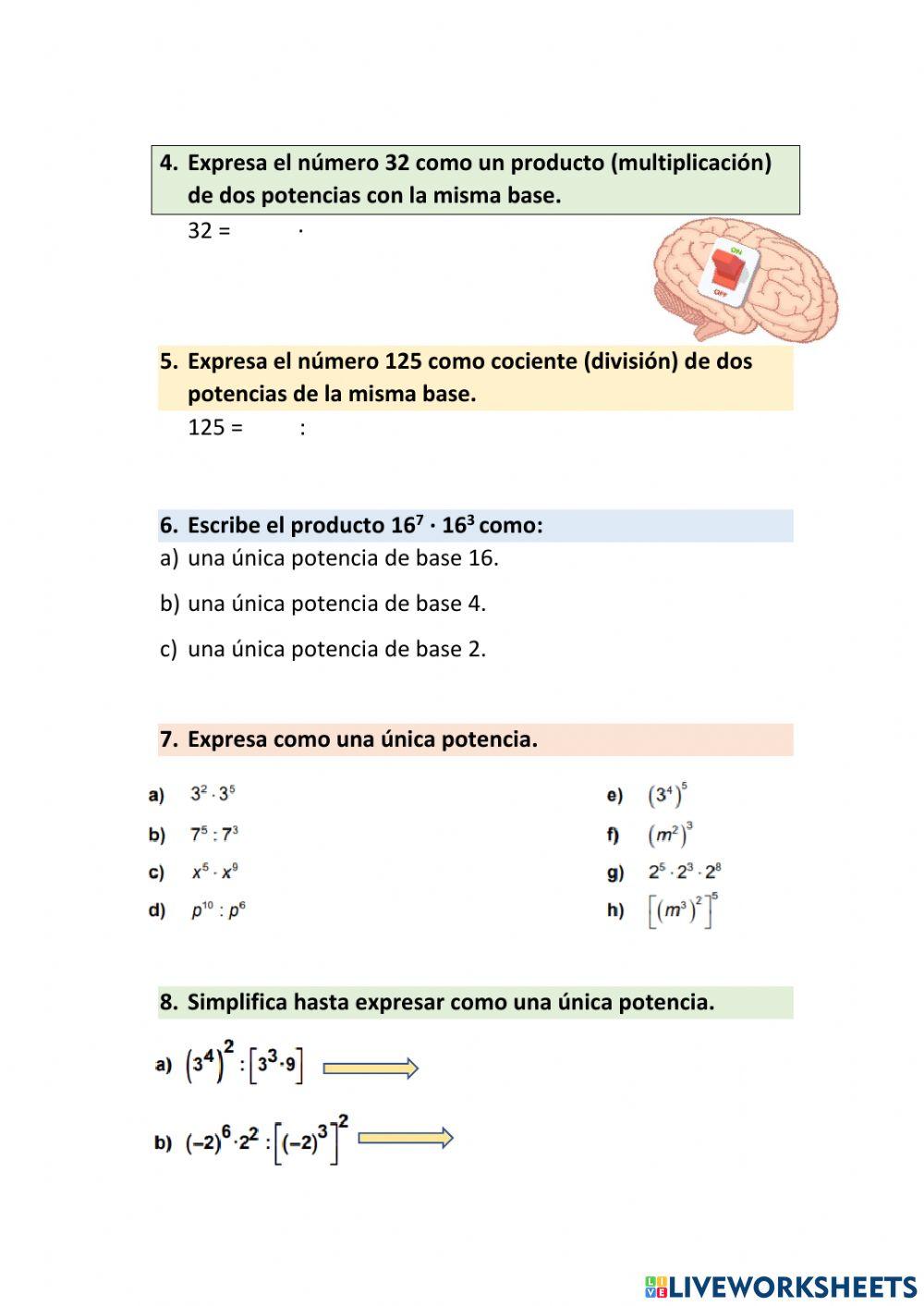 POTENCIAS Y CUADROS PERFECTOS