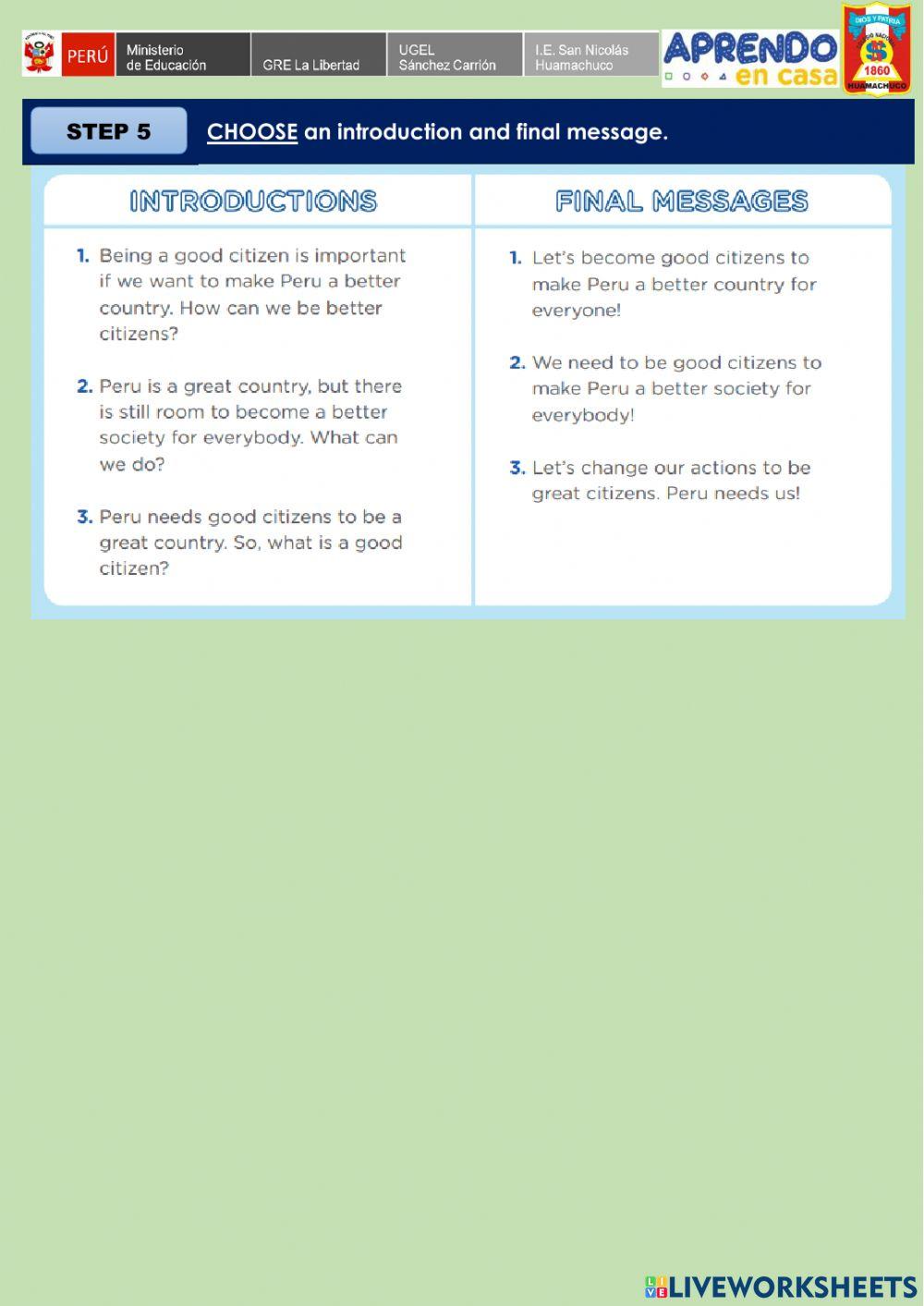 Week 36 - ENGLISH A1 - Experience 9 - Activity 5. Do it yourself!