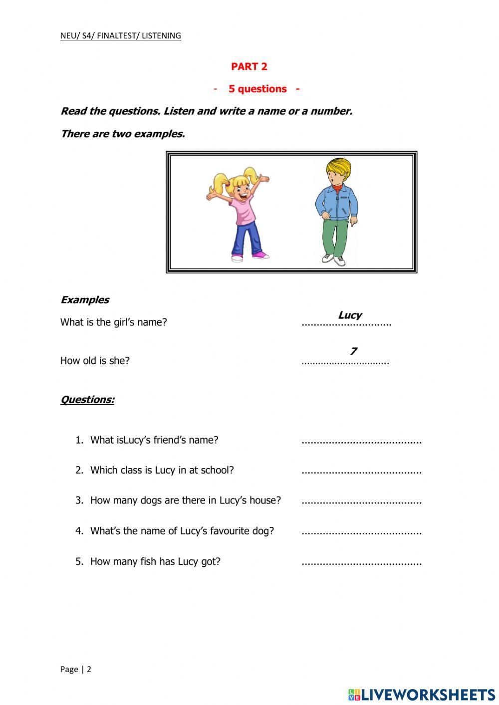 S4 Final test- Listening