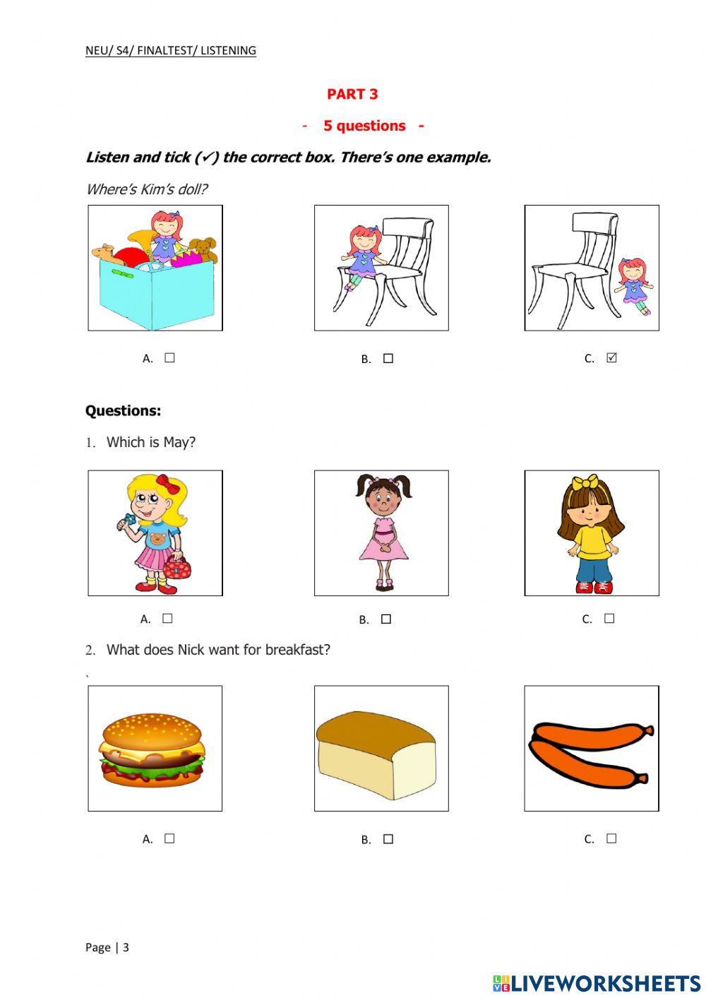 S4 Final test- Listening