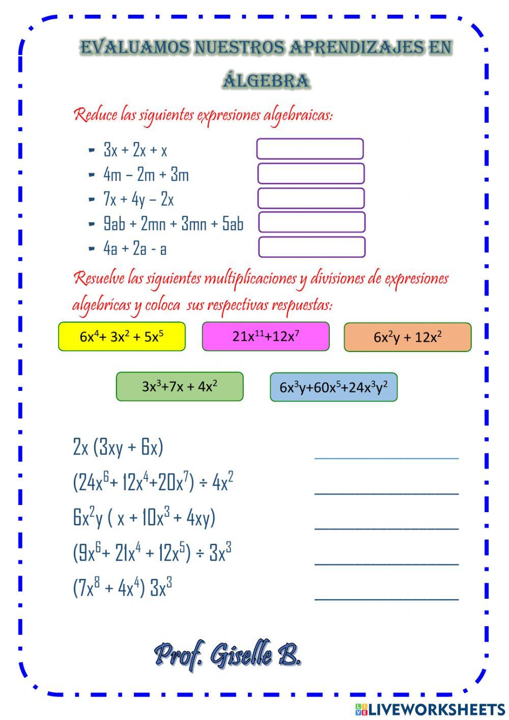 Reflexiono mis aprendizajes en Álgebra