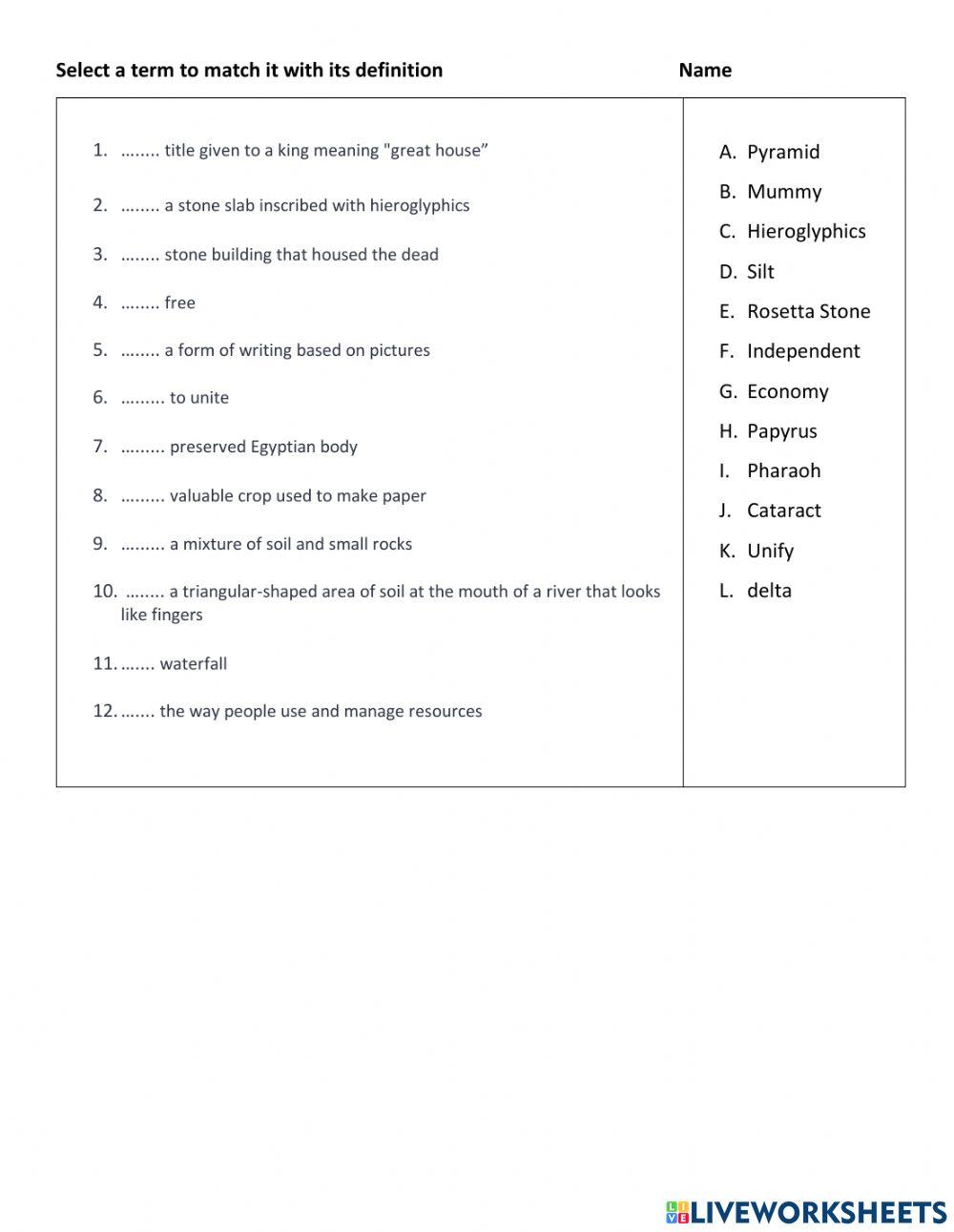 6A-Test- Chapter 3 Vocabulary