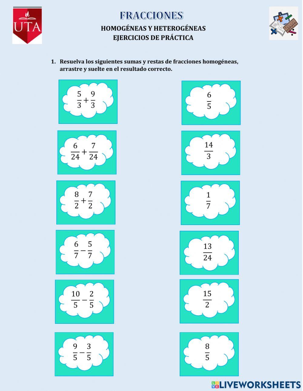 Fracciones homogéneas y heterogéneas