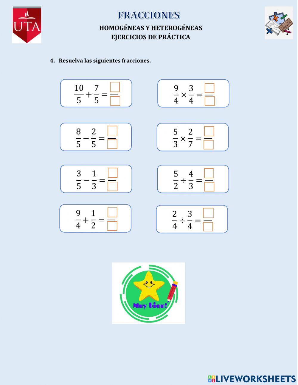 Fracciones homogéneas y heterogéneas