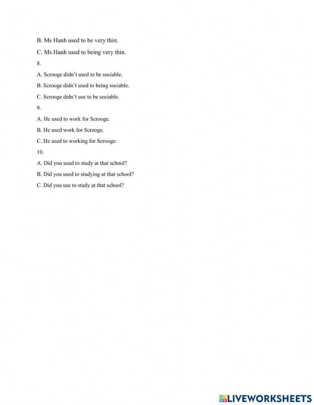 Practice u.s.e.d.t.o