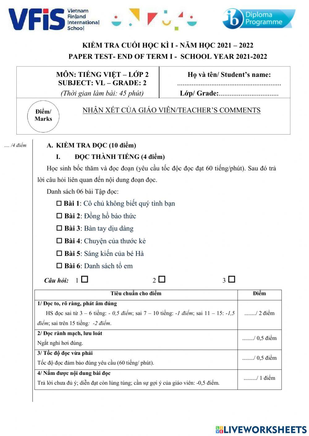 End-Of-Term 1 - Test (Dự phòng)