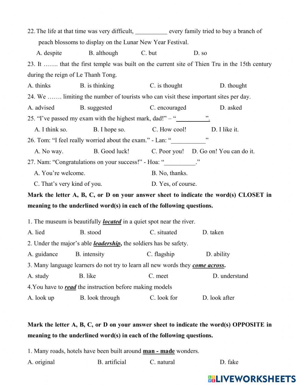 Review first semester grade 9