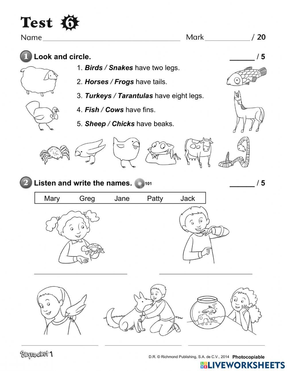 SKYROCKET 1 TEST UNIT 6 online exercise for | Live Worksheets