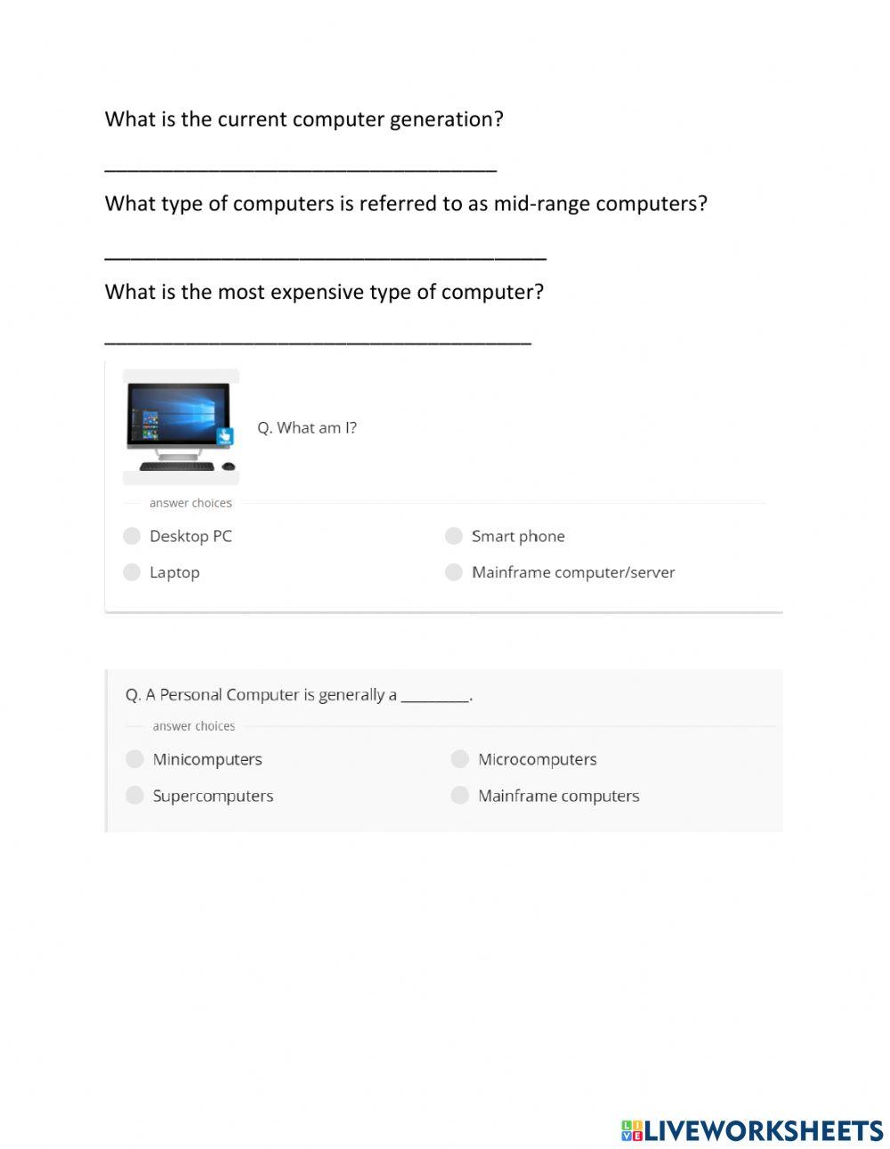1740006 | Computer generations | huzBag | LiveWorksheets