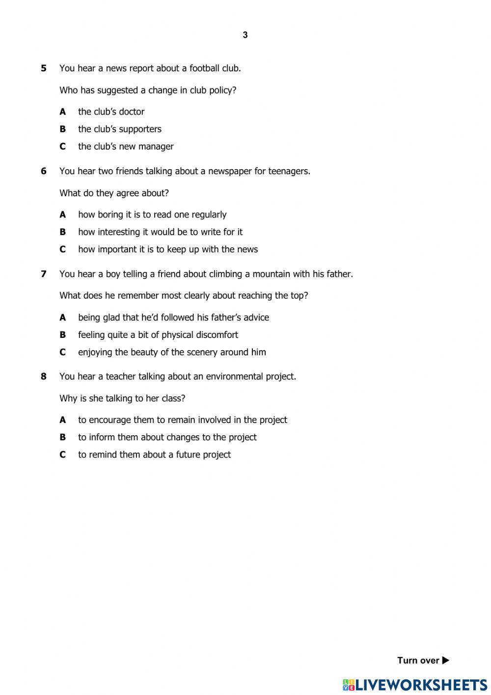 LISTENING B2 FCE TEST