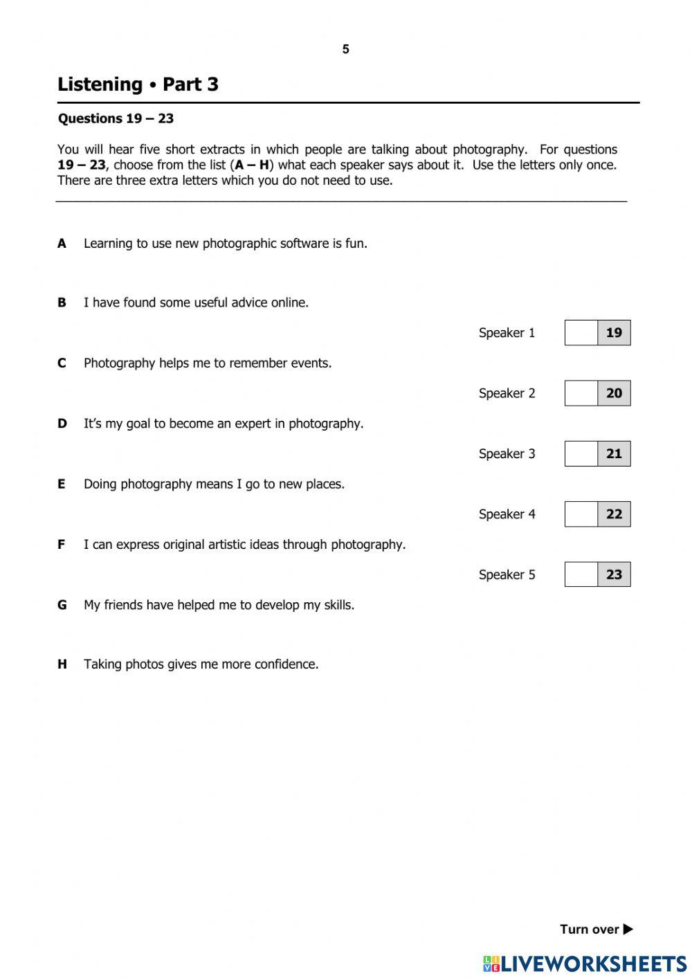 LISTENING B2 FCE TEST
