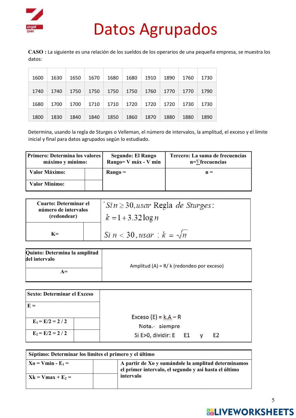 Datos Agrupados Sturges y Velleman 1