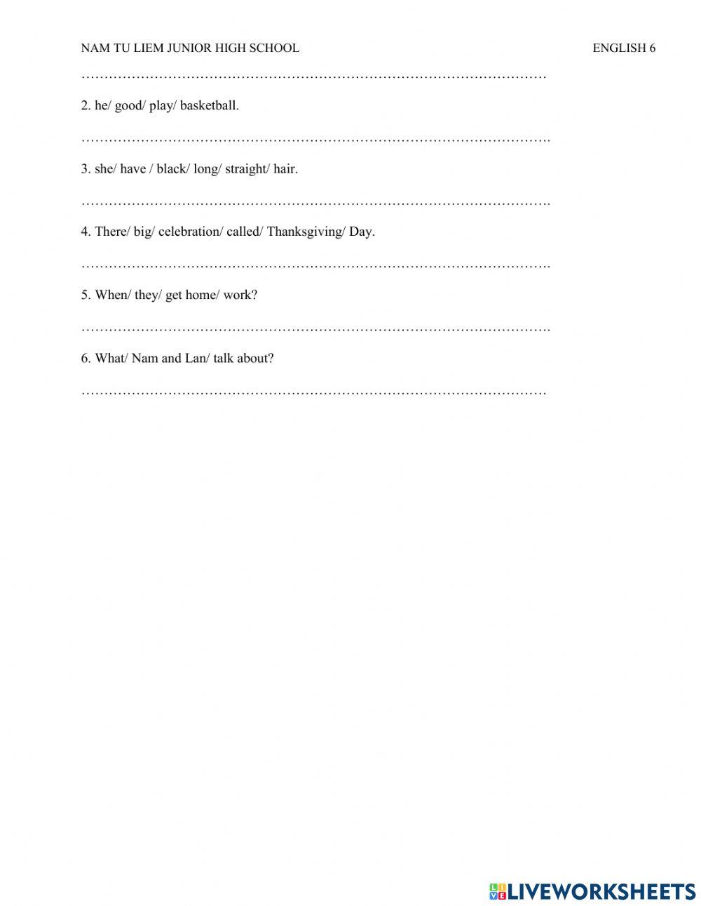 Grade 6Review for the first term test