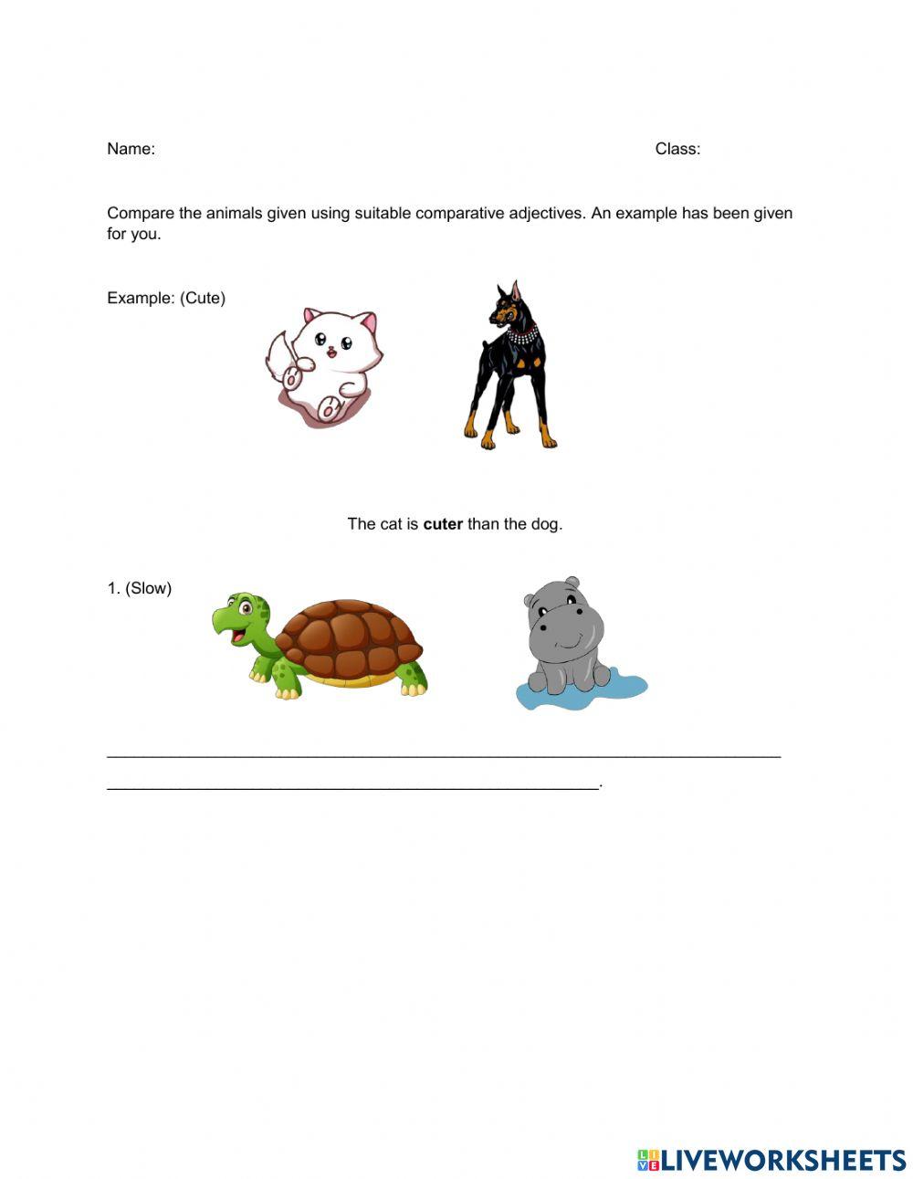 Worksheet Comparative adjective