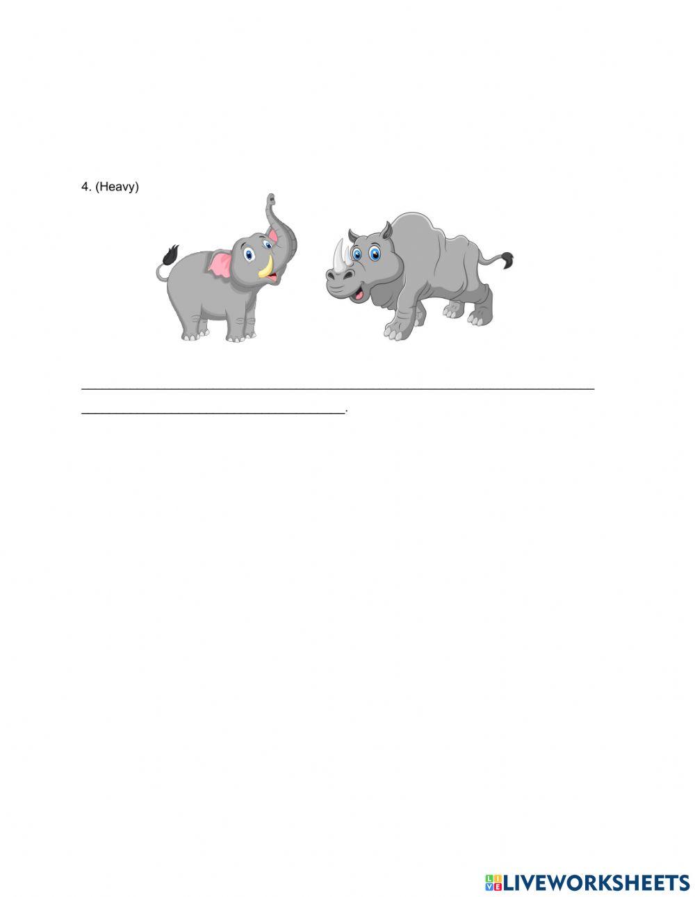 Worksheet Comparative adjective