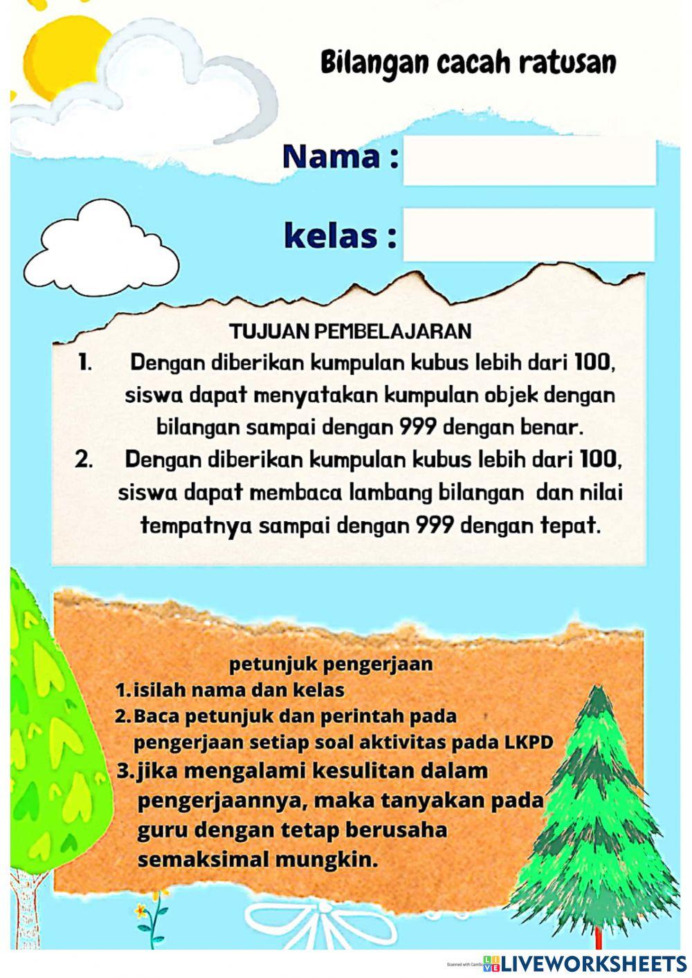 Bilangan cacah ratusan (kelas 2 tema 1)